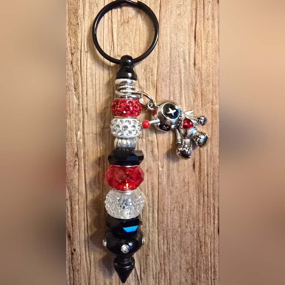 Adorable Voodoo Doll Beaded Bar Keychain Purse Charm
